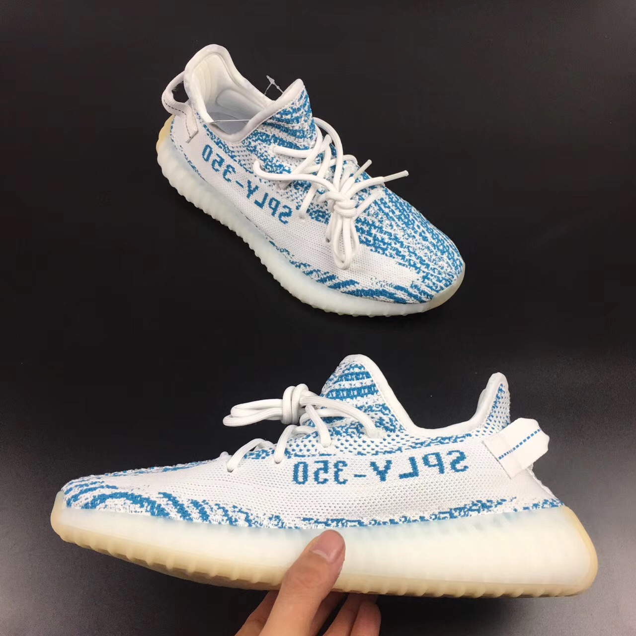 Super Max C4 Yeezy 350 V2 Boost Blue White GS